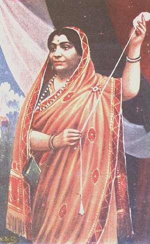Sarojini Naidu in a coloured khadi saree